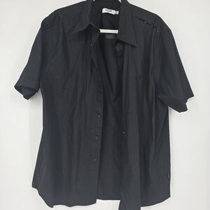 Moschino jeans black button down with slices in seems and loops through XXL